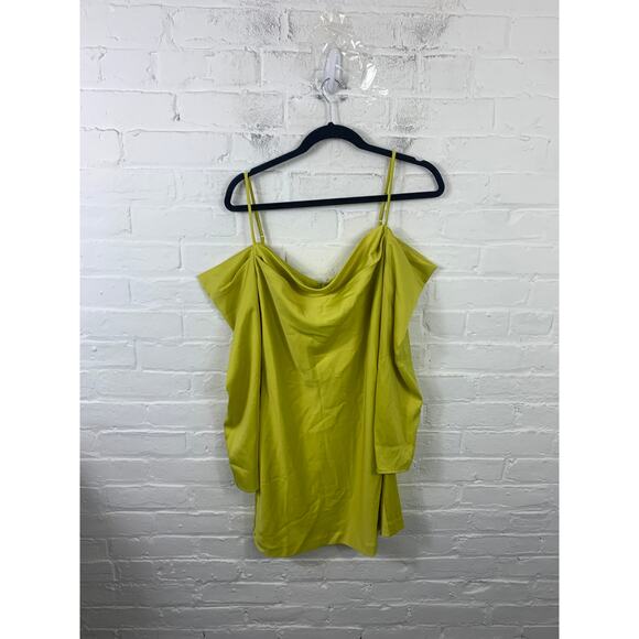 Ever New Women's Off the Shoulder Mini Dress Long Sleeve Lime Green Size 8P - Picture 1 of 5